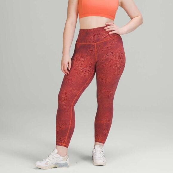 LULULEMON Wunder Train High-Rise Tight 25" Size 6 Crackle Glaze Vintage Orange - Picture 2 of 9